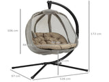 Hanging Egg Chair, Folding Texteline Swing Hammock with Side Pocket, Cushion and Stand for Indoor T3398P320371