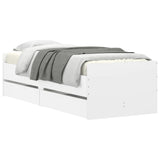 Bed Frame White Engineered wood, Plywood Single Bed Frame 3207350