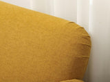 Velvet Feel Fabric 2 Seater Sofa, Small Sofa Loveseat with 21cm Thick Padding and Wood Legs, Yellow T3398P344670