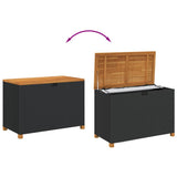 Garden Storage Box Black 110x55x63 cm Poly Rattan Acacia Wood 366285