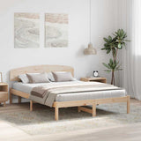 Bed Frame with Headboard Natural 150 x 200 cm Solid Pine Wood 872059