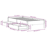 Bed Frame without Mattress White 75x190 cm Small Single Solid Wood Pine 3301735