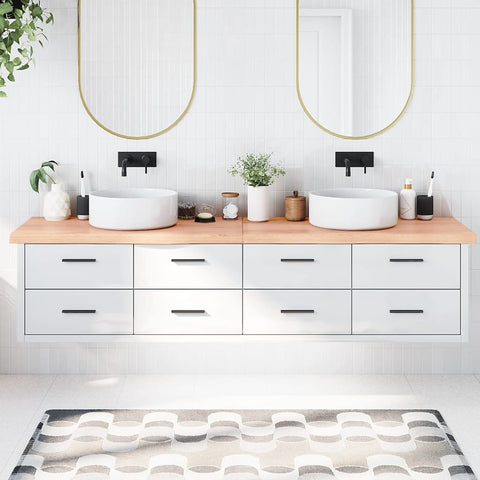 Bathroom Countertop Light Brown 220x50xcm Treated Solid Wood 3156182