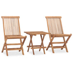 ZNTS 3 Piece Folding Outdoor Dining Set Solid Teak Wood 315455