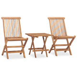 ZNTS 3 Piece Folding Outdoor Dining Set Solid Teak Wood 315455