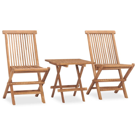 ZNTS 3 Piece Folding Outdoor Dining Set Solid Teak Wood 315455