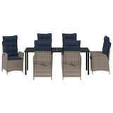 Garden Dining Set with Cushion 7 pcs Grey and Black Rattan 3380580