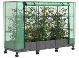 Garden Planter with Greenhouse Cover&Wheels 3 pcs Light Grey PP 3423064