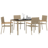 Garden Dining Set 5 pcs Beige Poly Rattan 3365392