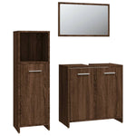 ZNTS 3 Piece Bathroom Furniture Set Brown Oak Engineered Wood 3154408
