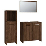 ZNTS 3 Piece Bathroom Furniture Set Brown Oak Engineered Wood 3154408