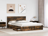 Bed Frame with Drawer Smoked Oak 160 x 200 cm Engineer Wood 3409444