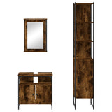 3 Piece Bathroom Furniture Set Smoked Oak Engineered Wood 3214797