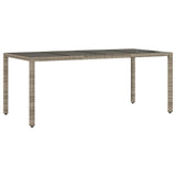 Garden Table with Glass Top Grey 190x90x75 cm Poly Rattan 365538