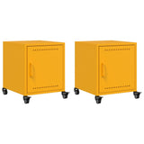 ZNTS Bedside Cabinets 2 pcs Mustard Yellow 36x39x43.5 cm Steel 846621