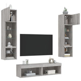 6 Piece TV Wall Units with LED Grey Sonoma Engineered Wood 3216627