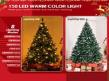 7 FT Snow Tipped Artificial Christmas Tree with DIY 150 Warm Lights, Remote Control, 1100 Branch 03739007