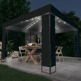 ZNTS Gazebo with Double Roof&LED String Lights 3x3 m Anthracite 3070304