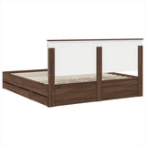 Bed Frame with Drawer Brown Oak 200 x 200 cm Engineer Wood 3409432