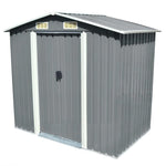 ZNTS Garden Storage Shed Grey Metal 204x132x186 cm 42983