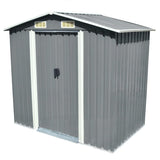 ZNTS Garden Storage Shed Grey Metal 204x132x186 cm 42983