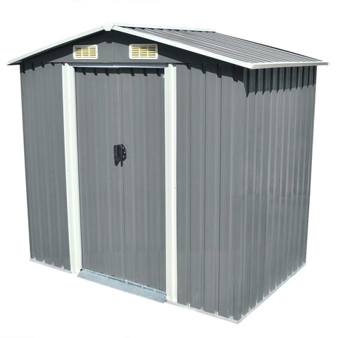 ZNTS Garden Storage Shed Grey Metal 204x132x186 cm 42983