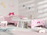 Princess-Themed Kids Toddler Bed w/ Cute Patterns, Safety Rails, for Ages 3-6 Years - Pink T3398P347981