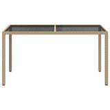Garden Table 150x90x75 cm Tempered Glass and Poly Rattan Beige 316710