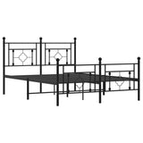 Metal Bed Frame without Mattress with Footboard Black 140x190cm 374357