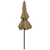 3-Tier Garden Parasol with Aluminium Pole Taupe 2.5 m 313863