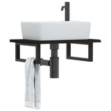 Basin Shelf Wall Mounted Steel and Solid Wood Oak 3302581