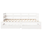Daybed with Trundle and Drawers without Mattress White 90x190 cm Single 3302236