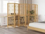 Room Divider 6 Panels Brown Solid Wood Paulownia 358874