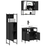 ZNTS 3 Piece Bathroom Furniture Set Black Engineered Wood 3214695