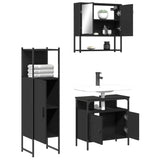 ZNTS 3 Piece Bathroom Furniture Set Black Engineered Wood 3214695