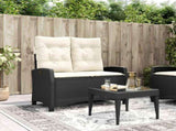 Reclining Garden Bench with Cushions Black Poly Rattan 368225