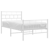 Metal Bed Frame without Mattress with Footboard White 90x200cm 355719
