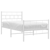 Metal Bed Frame without Mattress with Footboard White 90x200cm 355719