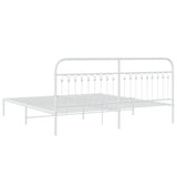 Metal Bed Frame without Mattress with Headboard White 193x203cm 376655