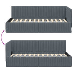 Corner Bed Frame with Headboard Dark grey 100 x 200 cm Velvet 42016277