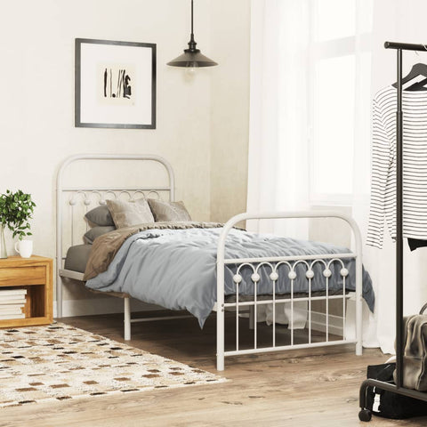 Metal Bed Frame without Mattress with Footboard White 80x200cm 376658