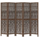 Room Divider 5 Panels Dark Brown Solid Wood Paulownia 358661