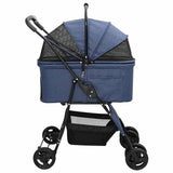 Folding Pet Stroller Adjustable Blue 81 x 47 x 99 cm Polyester 42012434