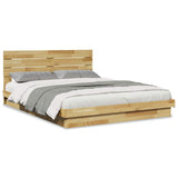 Bed Frame with Headboard without Mattress 140x190 cm Solid Wood Oak 3315744