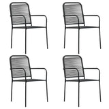 Garden Dining Set Black Powder-coated steel, glass, cotton rope 3060209