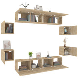 8 Piece TV Cabinet Set Sonoma Oak Engineered Wood 3114216
