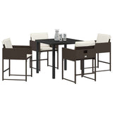 Garden Dining Set 5 pcs Brown Poly Rattan 3380725