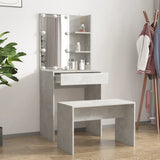 Dressing Table Set with LED Concrete Grey Engineered Wood 3114134