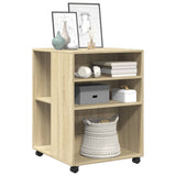 ZNTS Side Table with Wheels Sonoma Oak 55x60x78 cm Engineered Wood 853157