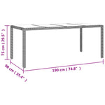 Garden Table with Glass Top Beige Poly Rattan&Tempered Glass 319556